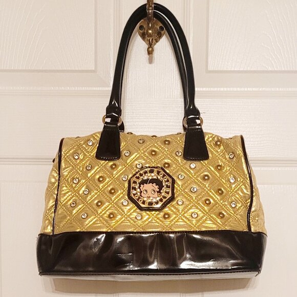 Betty Boop Quilted Purse/Handbag - Gold and Black - Picture 1 of 11